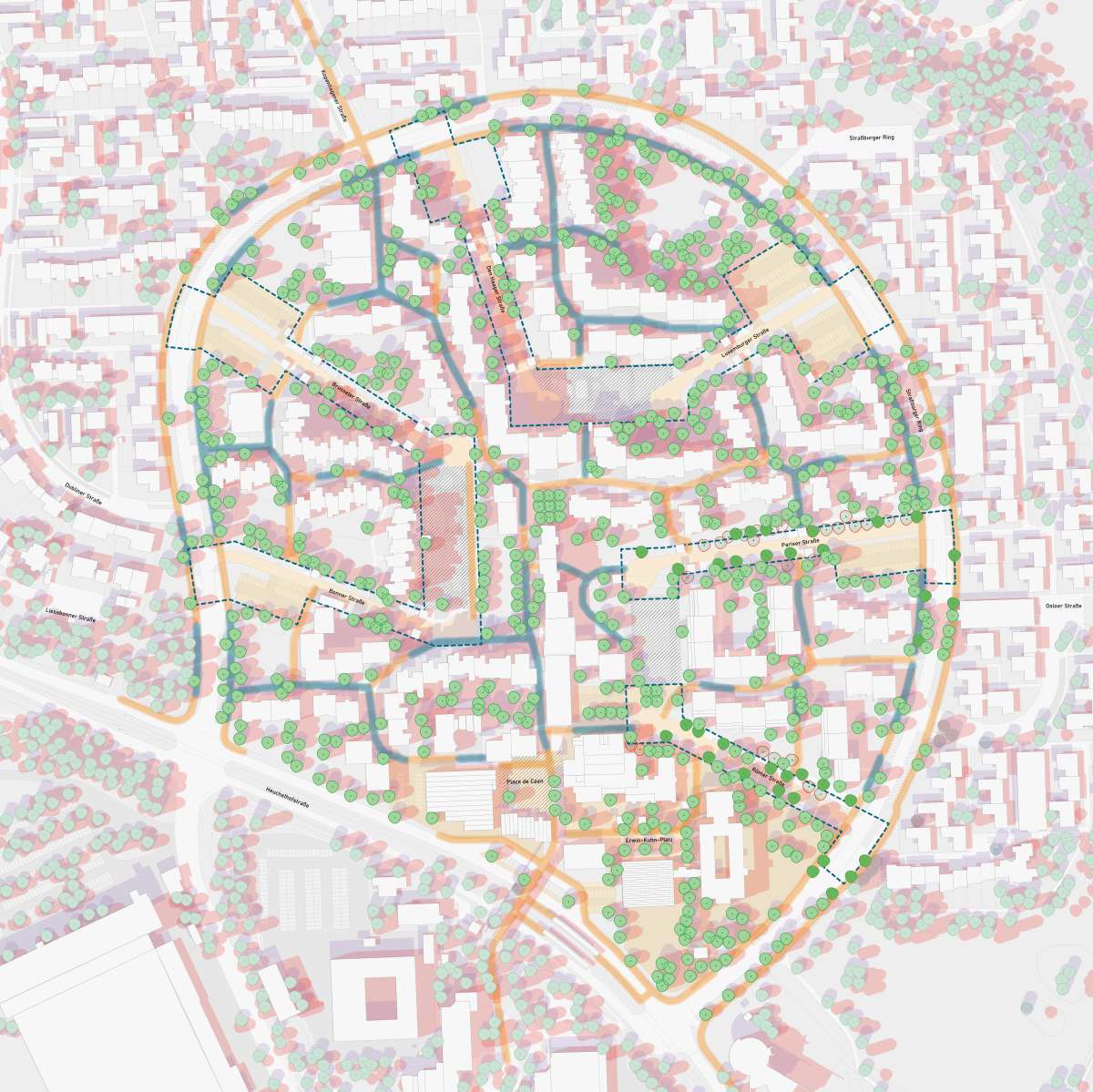 Analyse Hotspots Hitze und Entlastungsflächen